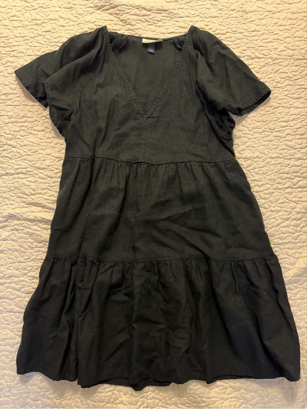 Black V-Neck Tiered Dress
